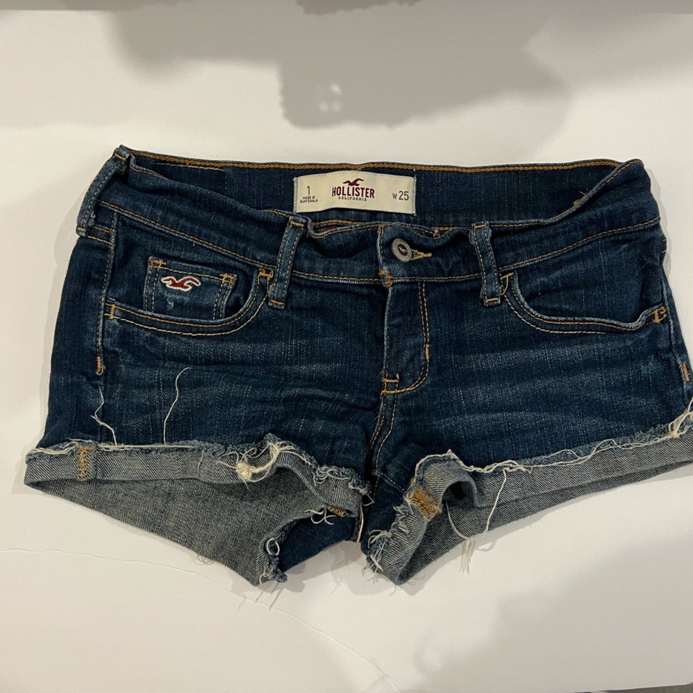 Hollister Women's Dark Indigo Denim Cutoff Shorts